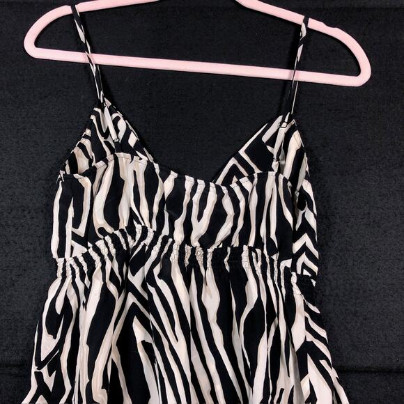 Express Womens Blouse Black Cream Zebra Print V Neck Spaghetti Tank 100% Silk S - Picture 11 of 12
